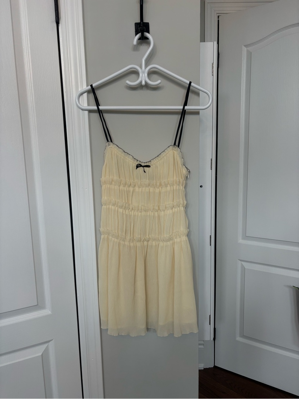 Zara Cream Mini Dress with Black Trim